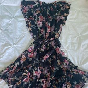 graffiti floral mini dress